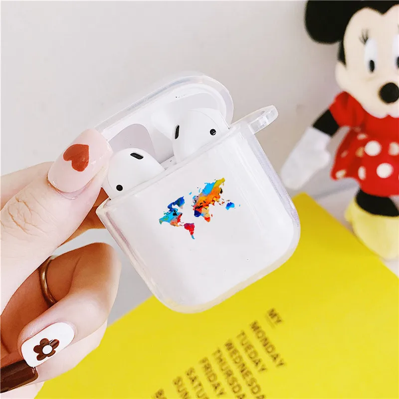 Чехол для наушников Airpods 2 1 с милой картой мира | Электроника