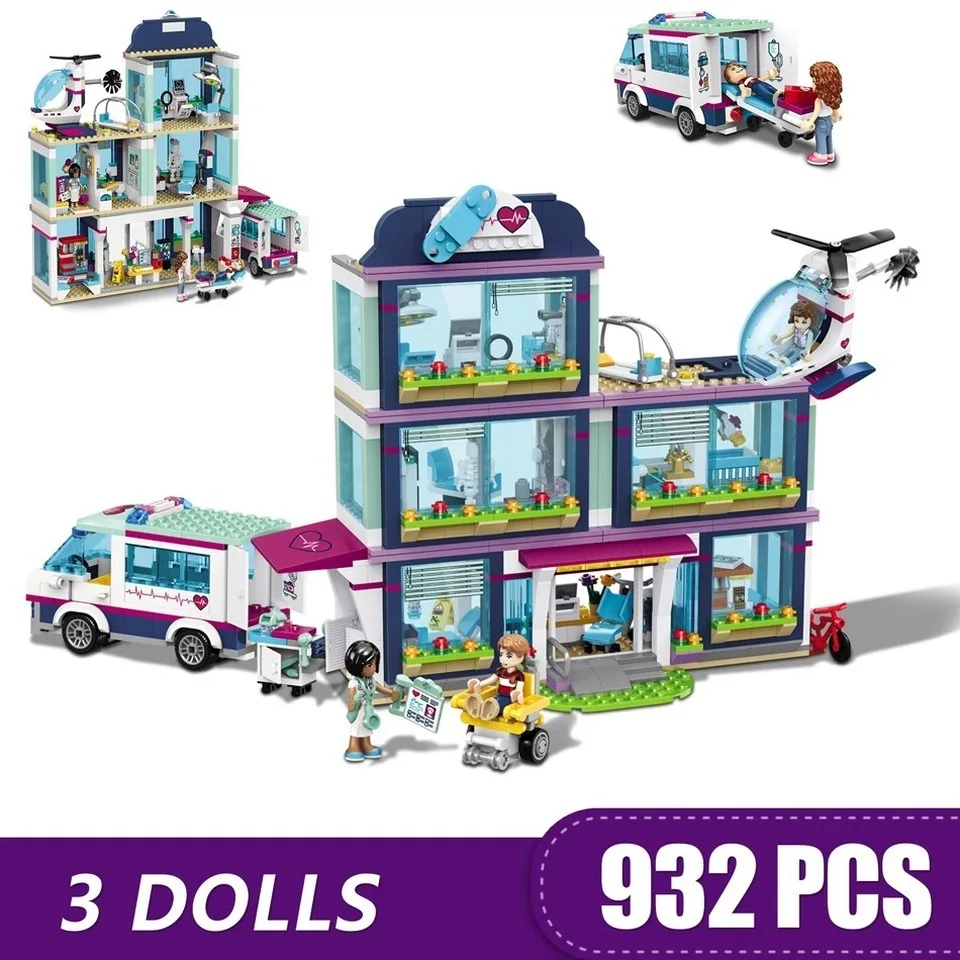 

932PCS Small Building Blocks Toys Compatible with Legoinglys Friends Heartlake City Hospital Gift for girls boys children gift