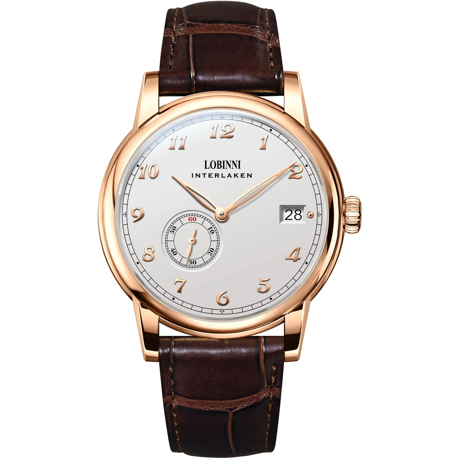 

LOBINNI Men Luxury Watch Ultrathin Mens Automatic Watches Fashion Mechanical Wristwatch 50M Waterproof Sapphire Leather Strap