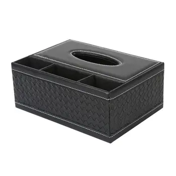 

Multifunction PU Leather Pen Pencil Remote Control Tissue Box Holder Desk Storage Box Container (Black 2)