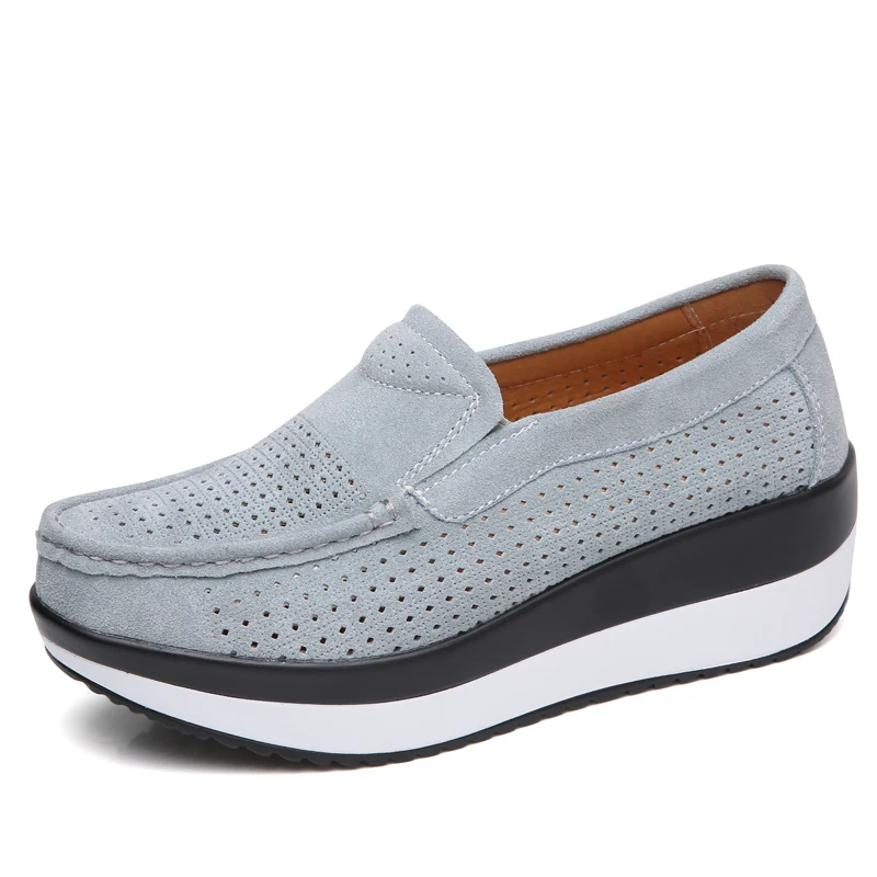 3213-1gray Весенняя женская обувь на плоской подошве; кроссовки на платформе; слипоны на плоской подошве; женские лоферы из замши; мокасины; повседневная женская обувь с толстой мягкой подошвой - Цвет: 3213-1gray