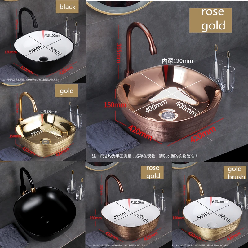 European Countertop Basin Home Creative Washbasin Luxury Ceramic Golden Wash Bathroom Sink Bowls Portable Hand | Обустройство дома