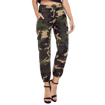 

Women's Camo Cargo Trousers High Waist Casual Pants Military Combat Camouflage Sports Pants Women Pantalones Militar Mujer #L20
