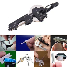 Engrenagem chaveiro mosquetão 8 ferramenta em 1 chaveiro multiuso multifuncional quickdraw gadget ferramenta multi multitool bolso clipe