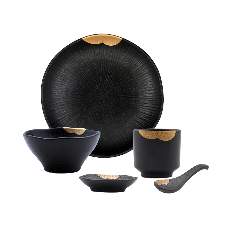 1 pcs ANTOWALL dinner set Nordic tableware set bone plate creative dishes plate household personality ceramic black boowl