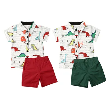 

Toddler Baby Boy Clothes Sets Formal Suit Dinosaur Print Shirt Shorts Pants Outfit Set Clothes 1-6Y
