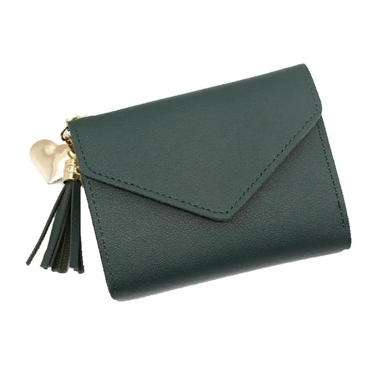 green Мини-кошелек, женские кошельки с кисточками, модный кошелек для монет, держатель для карт, женские кошельки, клатч, сумка для денег, кошелек из искусственной кожи - Цвет: green