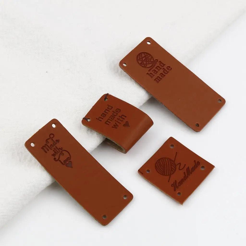 50 Stück Handmade Labels Aus PU Leder - Geprägte Etiketten Für DIY Projekte