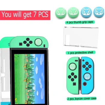 

Cystal Shell Case Cover For Nintendo Switch NS Console Silicone case Thumbstick Grip Caps For Nintend Switch Joy-con 7 in 1 Set