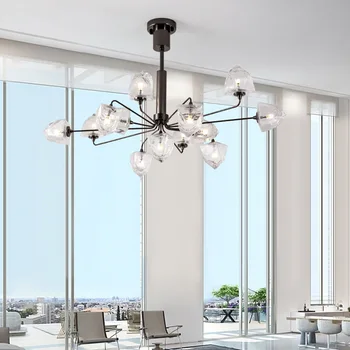 

Nordic Lamp Clear Glass Interior Decoration Lighting Ice Chandelier Dining room lustre pendented Diamonds Chandelier Lighting