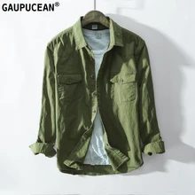 97% хлопок 3% спандекс Мужская джинсовая рубашка Качество Демисезонный с длинным рукавом мужской карман армейские; зеленого цвета; для мужчин джинсовая Повседневное рубашки в ковбойском стиле