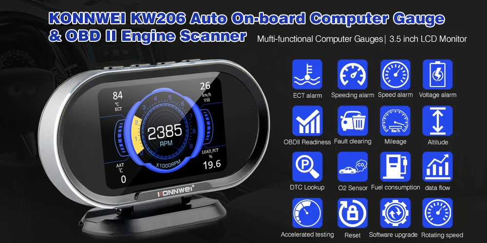 KONNWEI KW206 OBD2 º ǻ ڵ ڵ  ǻ ÷ OBD 2 ĳ,  Һ  