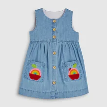 Little maven Летнее Джинсовое Платье для Девочки Костюм Принцессы Детский Малыш Фрукты Яблоко Элегантное Платье Платье Vestidos