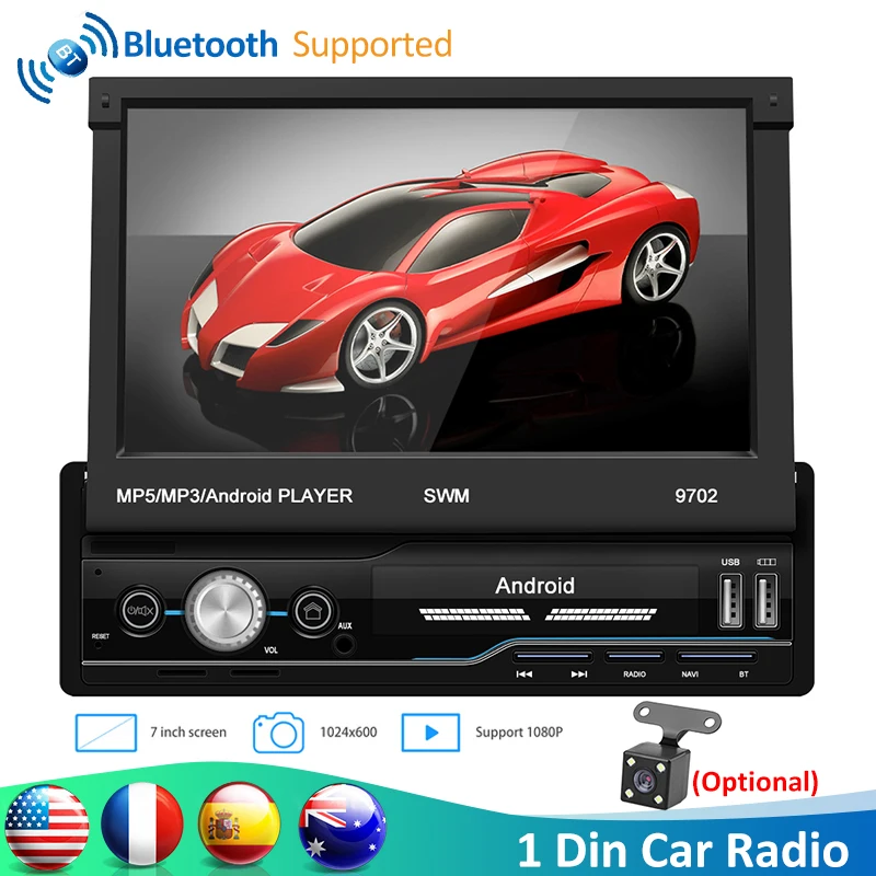 Автомагнитола SWM 9702 1Din Android 8 1 7 дюймов ручной выдвижной сенсорный экран Авторадио