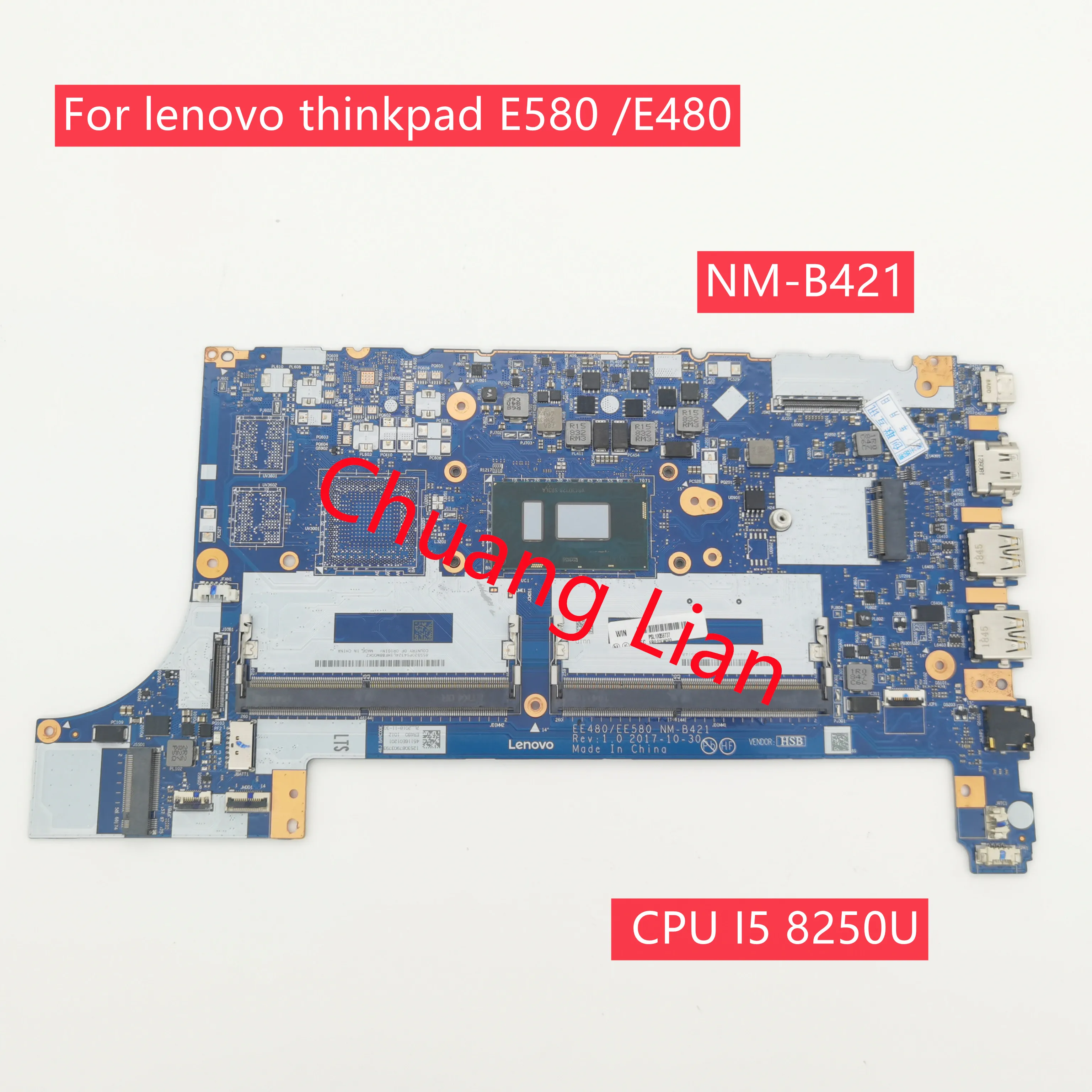 EE480/EE580 NM-B421 mainboard For lenovo thinkpad E580 /E480 Loptop motherboard with CPU I5 8250U UMA DDR4 100% Fully Tested motherboard
