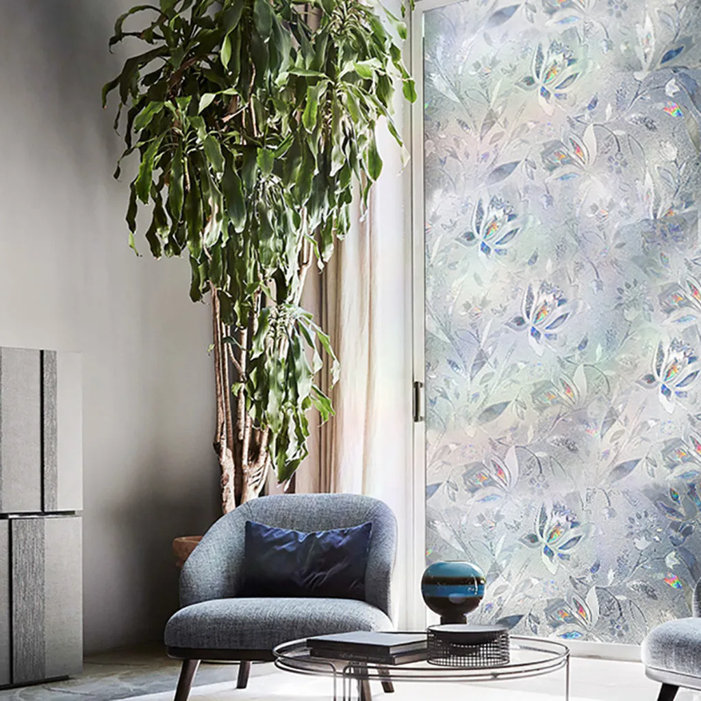 

PVC Refraction Tulips Electrostatic Glass Stickers Without Glue Window Film