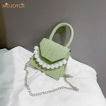 

Classic Texture Stone Pattern Women Messenger Handbags Creative Design Chic Pearl Totes PU Chain Mini Shoulder Bags