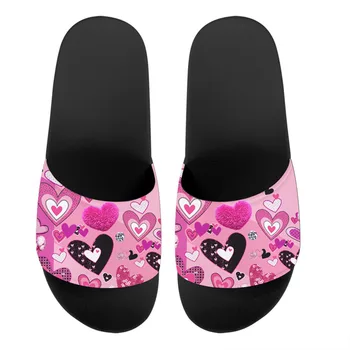 

HYCOOL Sandals Women Casual Shoes Cute Pink Heart Shaped Print Female Slippers Teenager Girls Light Indoor Bathroom Footwear