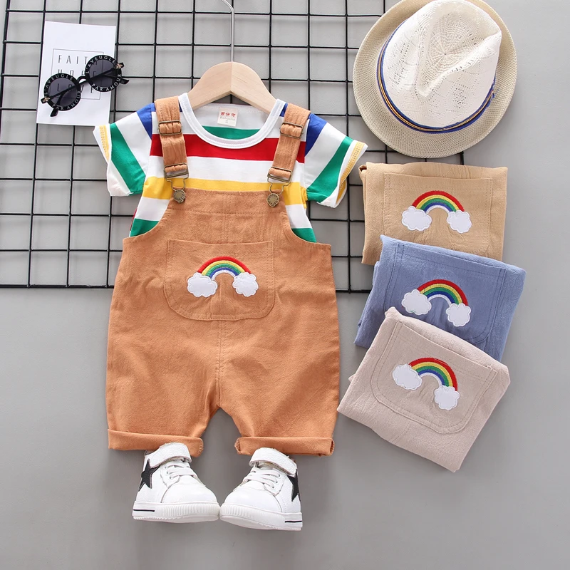 BibiCola-Conjunto de ropa de verano para bebés, camiseta de dibujos animados, pantalones cortos, chándal, 2020