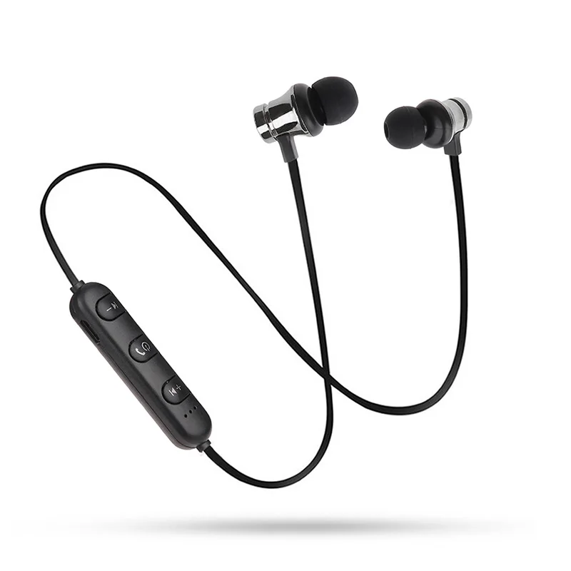 Black Магнитные беспроводные Bluetooth наушники стерео водонепроницаемые спортивные наушники-вкладыши гарнитура наушники с микрофоном для iPhone samsung - Цвет: Black