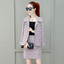 *#Best Price High quality slim women's skirt suit 2019 autumn and winter new casual single-breasted jacket Slim high waist skirt two-piece *#Best Price High quality slim women's skirt suit 2019 autumn and winter new casual single-breasted jacket Slim high waist skirt two-piece