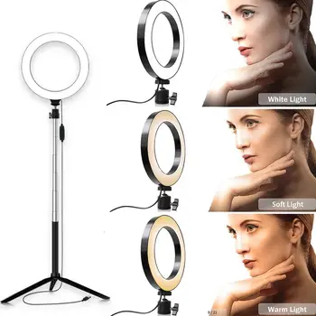 

Ring Fill Light Video Light Lamp LED Ring Light 20cm W/Tripod Beauty Universal Portable Photography Stand Lighting Makeup