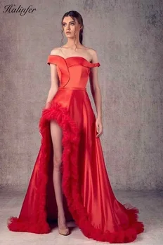 

Halinfer 2019 Elegant Dress High Quality Red Slash neck High split Bodycon Maxi Celebrity Wedding Cocktail Party Dress Vestidos