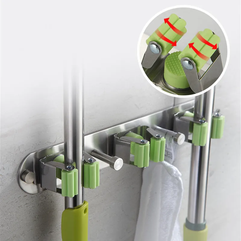 LIUYUE метла вешалка зеленая нержавеющая сталь ванная комната настенный зажим для швабры полотенца крюк вешалка метла балкон сад стеллаж для хранения