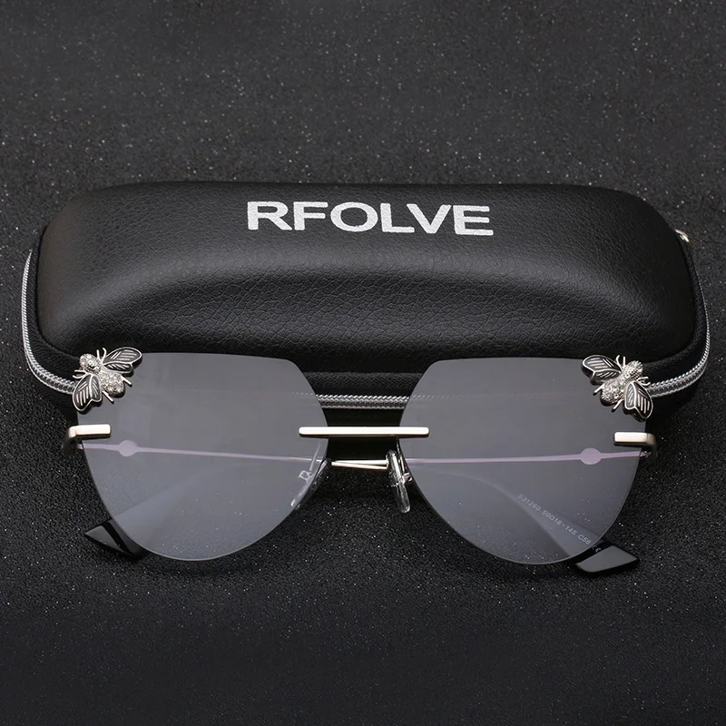 RFOLVE, модные, кошачий глаз, без оправы, солнцезащитные очки для женщин, лето, стиль, солнцезащитные очки для девушек, градиентные оттенки, UV400, очки RX212