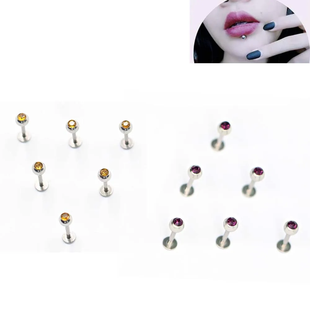

1pc/lot Round Clear Stone Nose Piercing Labret Ear Piercing Lip Helix Earrings Nose Ring Cartilage Tragus Piercing