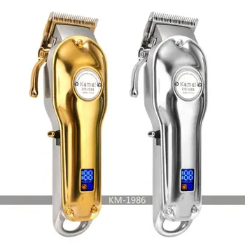

Rechargeable Lcd Display Carbon Steel Cutter Head Electric Clipper Km1986 Carbon Steel Professional Barber Tool Or Home Use