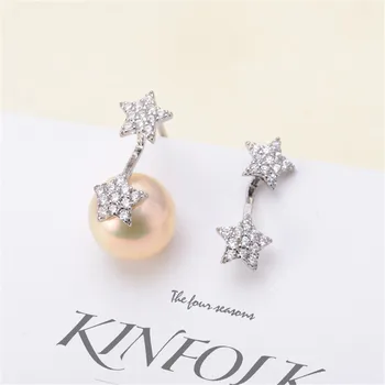 

DIY Pearl Stud Earrings Holder S925 Sterling Silver Earrings Settings Women DIY Earrings Jewelry Findings