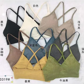 

Online Celebrity Kaka Celebrity Style GIRL'S Cotton Linen Thread Wrap-around Beauty Back Cross Seamless Anti-Exposure with Chest