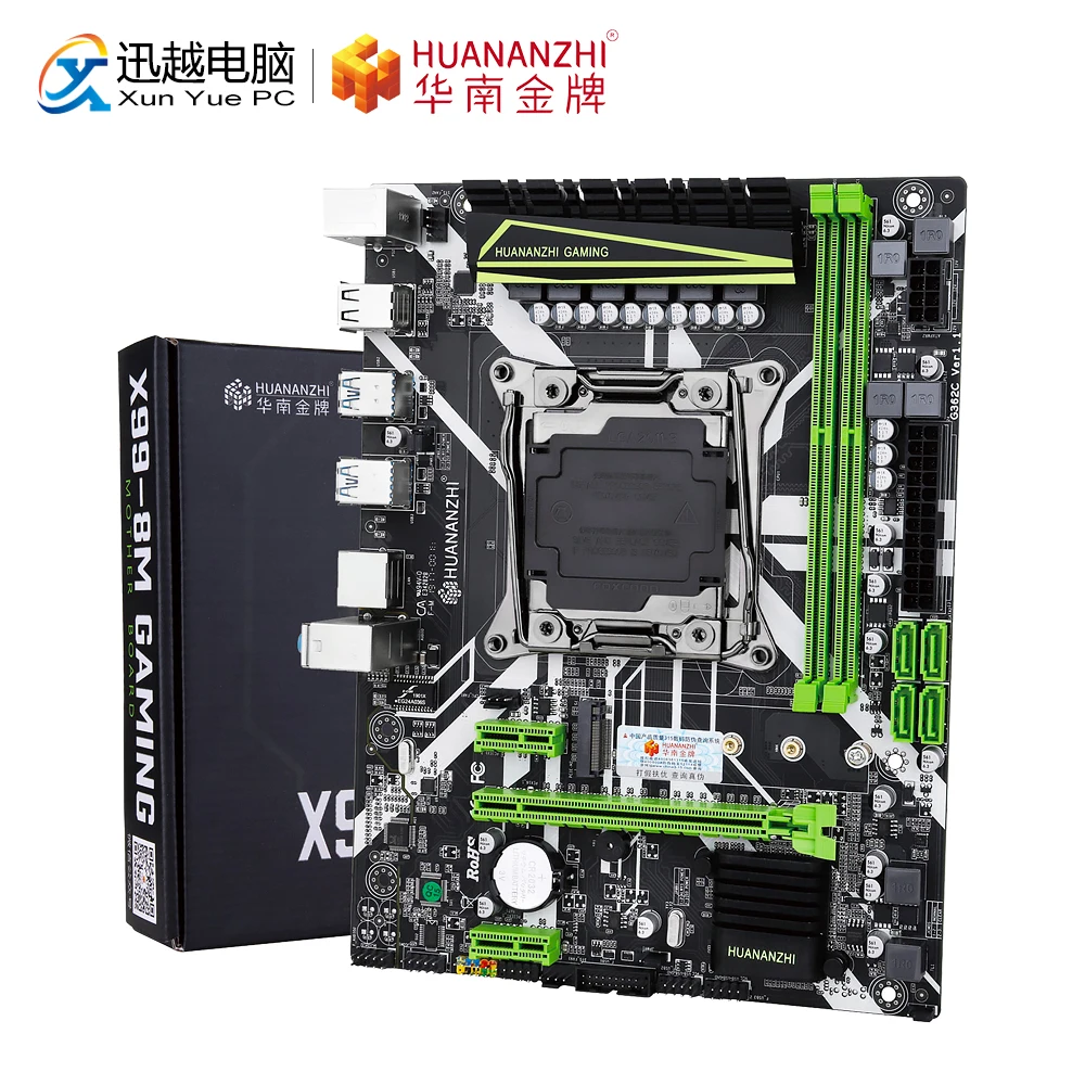 Игровая материнская плата HUANANZHI X99 8M Intel LGA 2011 3 E5 все серии DDR4 RECC 64 Гб M.2 NVME USB3.0