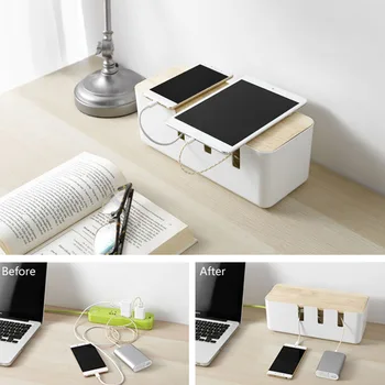 

Cable Wire Arranging Power Box Socket Home Desktop Household Organizer Storage Case Modern Dustproof Multi Hole Simple