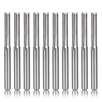 

GYTB 10Pcs 2 Flute Cnc Router Bits 3.175Mm Straight Slot Tungsten Steel Milling Cutter For Wood Mdf Plastic