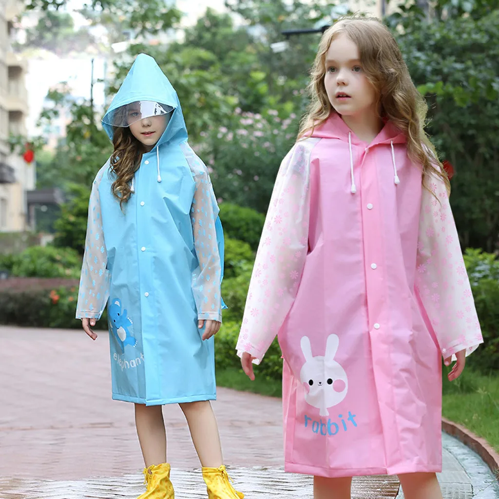 Fashion EVA Children Raincoat Thickened Waterproof Rain Coat Kids Clear
