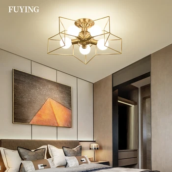 

Vintage Industrial Flush Mount Ceiling Light Gold Star Led Ceiling Lighting For Living Room Bedroom Loft Iron lamp Decor Light