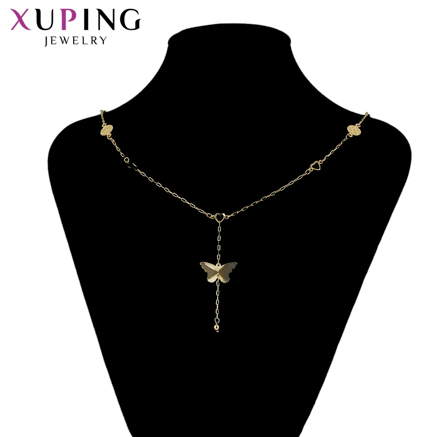 Мода Xuping изысканный узор бабочки кулон ожерелье светло-желтый цвет ювелирные изделия для женщин рождественские подарки S205-46235