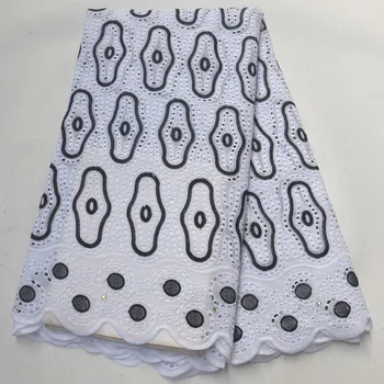 

African Lace Fabric 2019 High Quality White Cotton Lace Fabric Swiss Voile Lace With Stones Swiss Voile Lace In Switzerland E852