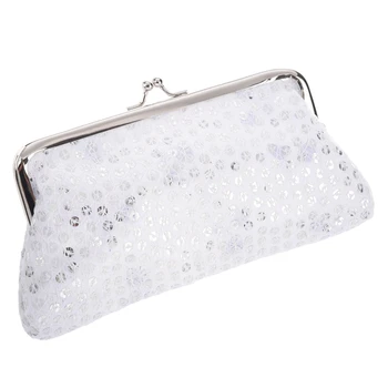 

Women Sequins Clutch Evening Party Phone Bag Wallet Purse(white)