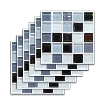 

6pcs 3D Modern Wall Sticker Mosaic Tile Self-adhesive Home Kitchen Bathroom Decor Waterproof Backsplash PVC Art Accessories