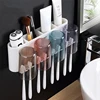 New Bathroom Accessories Organizer Set Toothbrush Holder Multifunction Household Storage Rack Wall Mount Toothpaste Squeezer 4