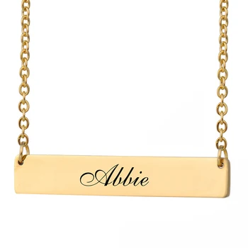 

Custom Nameplate Necklace Women Name Abbie Bar Pendant Best Friends Jewelry Birthday Gifts Stainless Steel Size 40 X 7mm