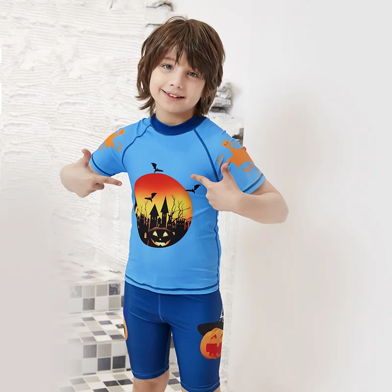 

2019 zhuo lang New Style Halloween Pumpkin Children Split Type Swimsuit Swimsuit for Boys