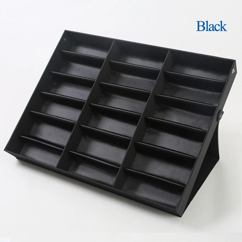 Arrival  Fashion18 Grids Eyeglass Storage Display Grid Case Box for Sunglasses Glasses 18 Compartments Glasses  ring holder