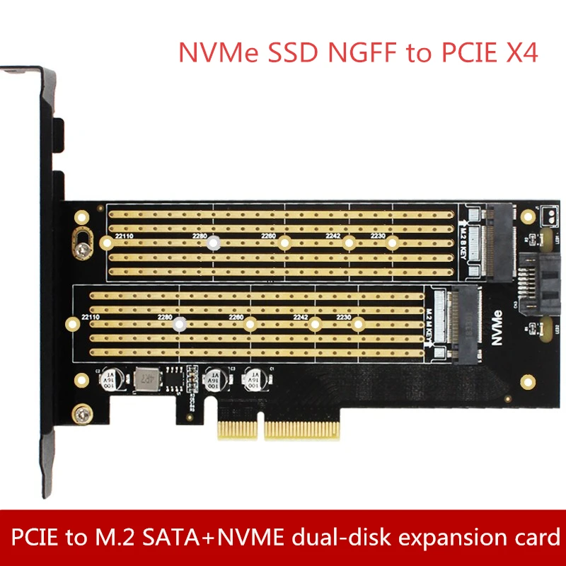 M.2 Накопитель SSD с протоколом NVME NGFF к PCI Express X4 адаптер карта PCIE к M.2 SATA+ NVME двойной диск карта расширения поддерживает M Key plus B Ключ интерфейс