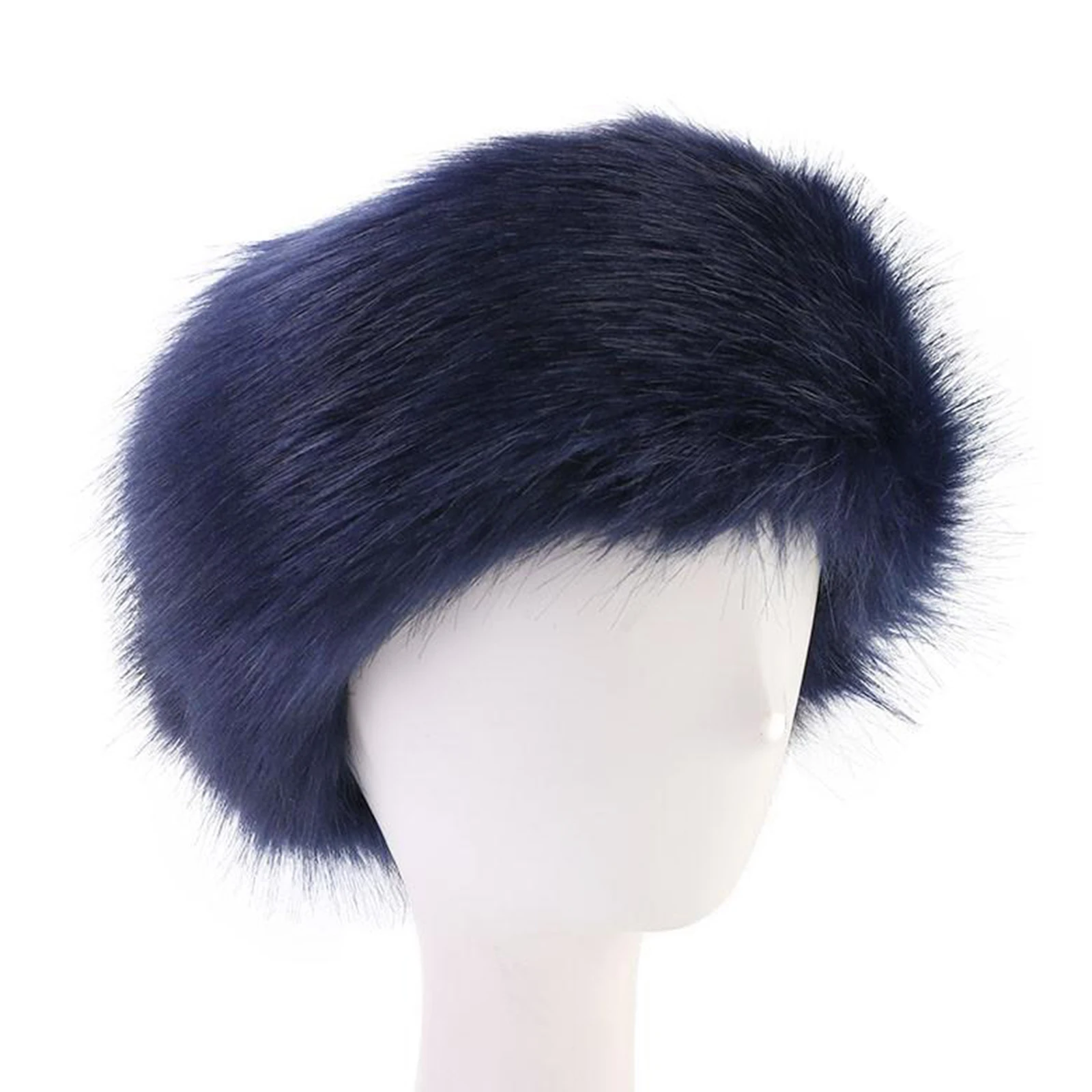 Winter Thick  Headband For Women Men Fur Hairband Russian Furry Earmuffs Elastic Turban Wide Headwear Ski Hats Accessories