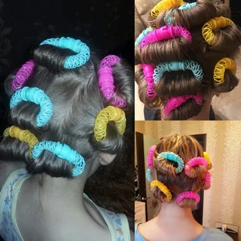 

8PCS/Set Hot Girls Curler Hair Curlers Elastic Ring Bendy Curler Spiral DIY Tool Girl Women Accessories Elastic Hair Ring