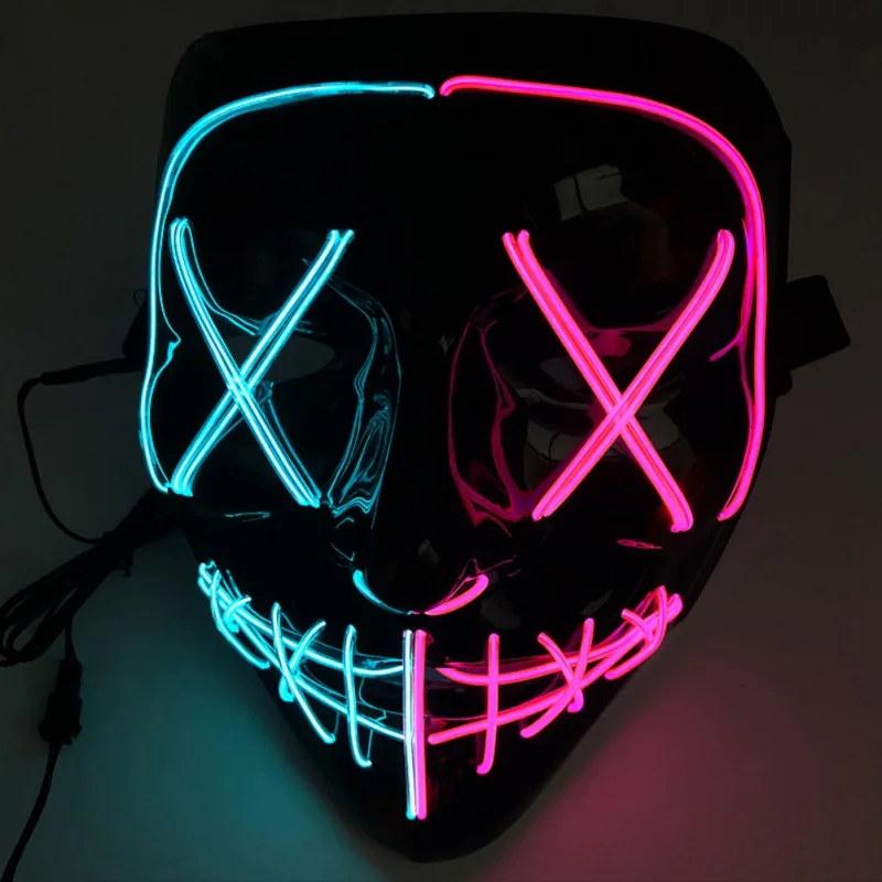 Halloween LED Light Up Masks Novelty Two-colors Plastic Full Face Covered Party Mask For Festival Party Street Dance